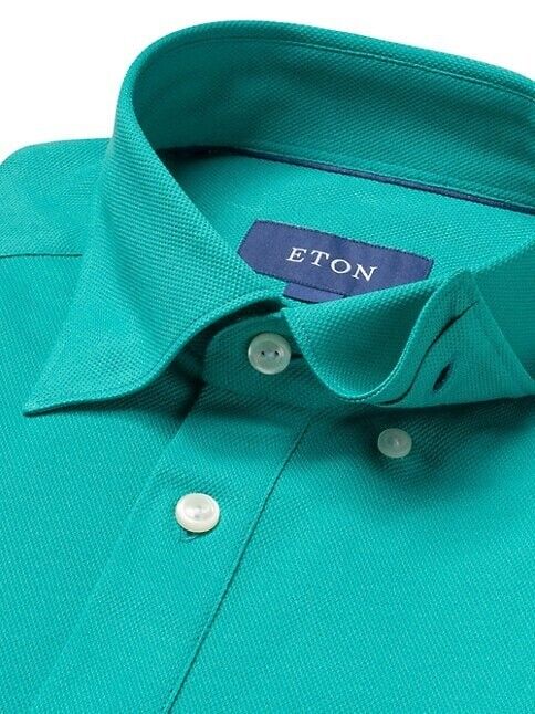 Eton Men's Contemporary-Fit Pique Polo Aqua Green Size XXL MSRP $225