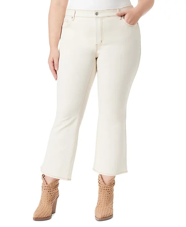 Jessica Simpson Trendy Plus Size 18W Charmed Ankle Flare Jeans Ivory MSRP $70