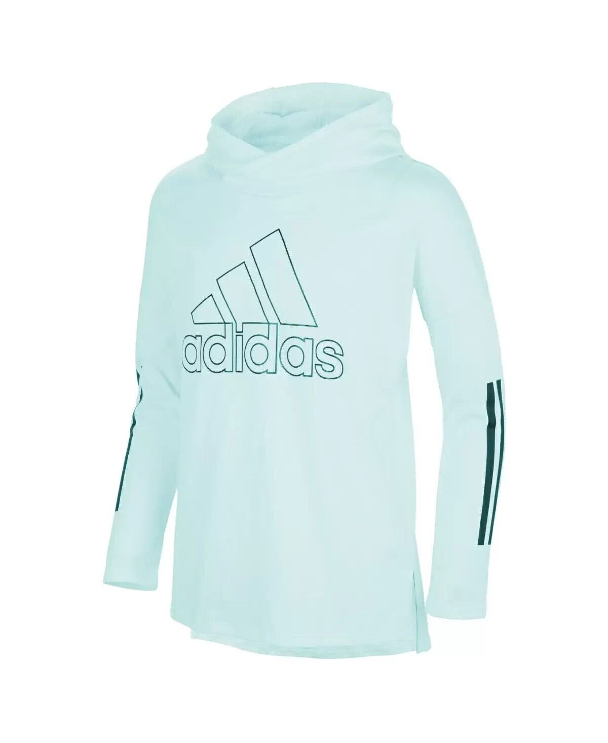 ADIDAS Little Girls Long Sleeve Hooded Graphic T-shirt mint Green Size 4