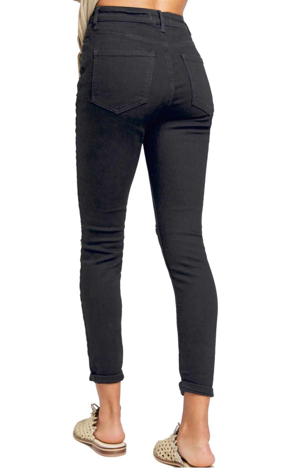 Free People Sabrina Button Front High Waist Skinny Jeans Black Size 24 MSRP $78