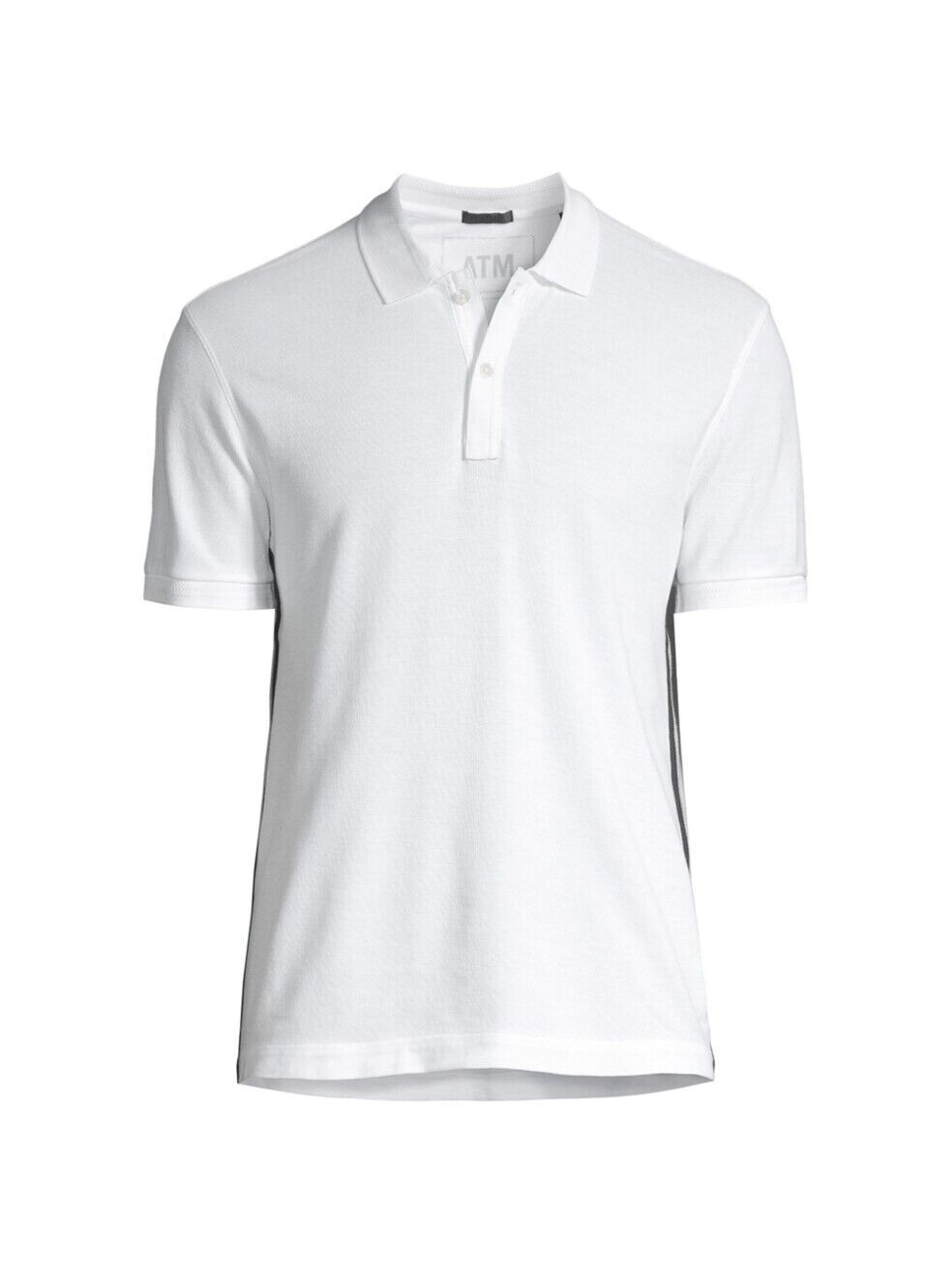 Atm Men's Classic Pique Regular Fit Polo Shirt white Size XL MSRP $150
