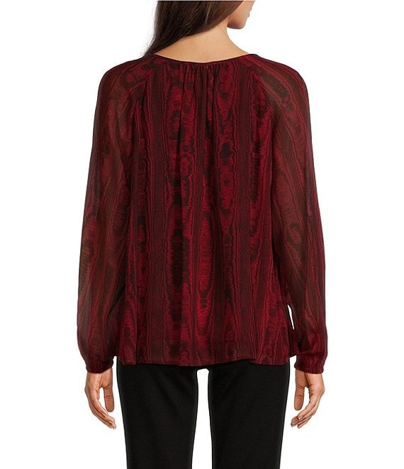 Michael Kors Women's Moire Tie-Neck Dressy Blouse, Red, Size M