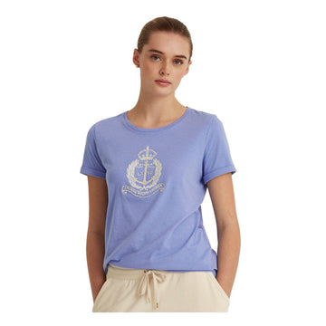 Lauren Ralph Lauren Womens Blue Short Sleeve Crew Neck T-Shirt Size XS MSRP $80