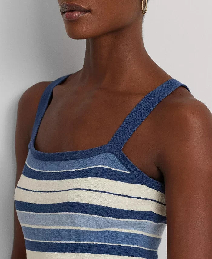 Lauren Ralph Lauren Womens Striped Tank Dress Size S Blue MSRP $165