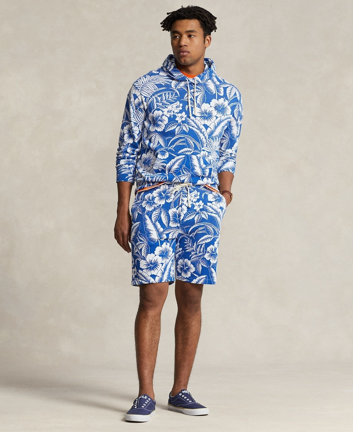 Polo Ralph Lauren Men's Tropical Floral Spa Terry Hoodie Blue SIze M MSRP $148