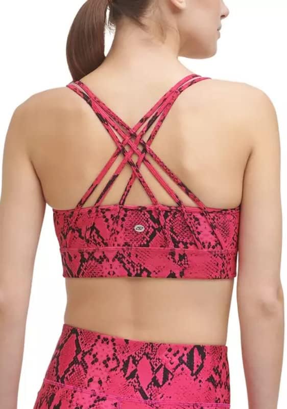DKNY Sport Women's Snake-Embossed Sports Bra Tank Top (Pink, X-Small