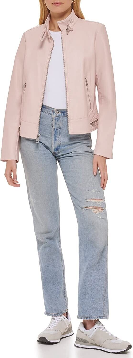 Levi's Women's Faux Leather Motocross Racer Jacket Light Pink Size M MSRP $120