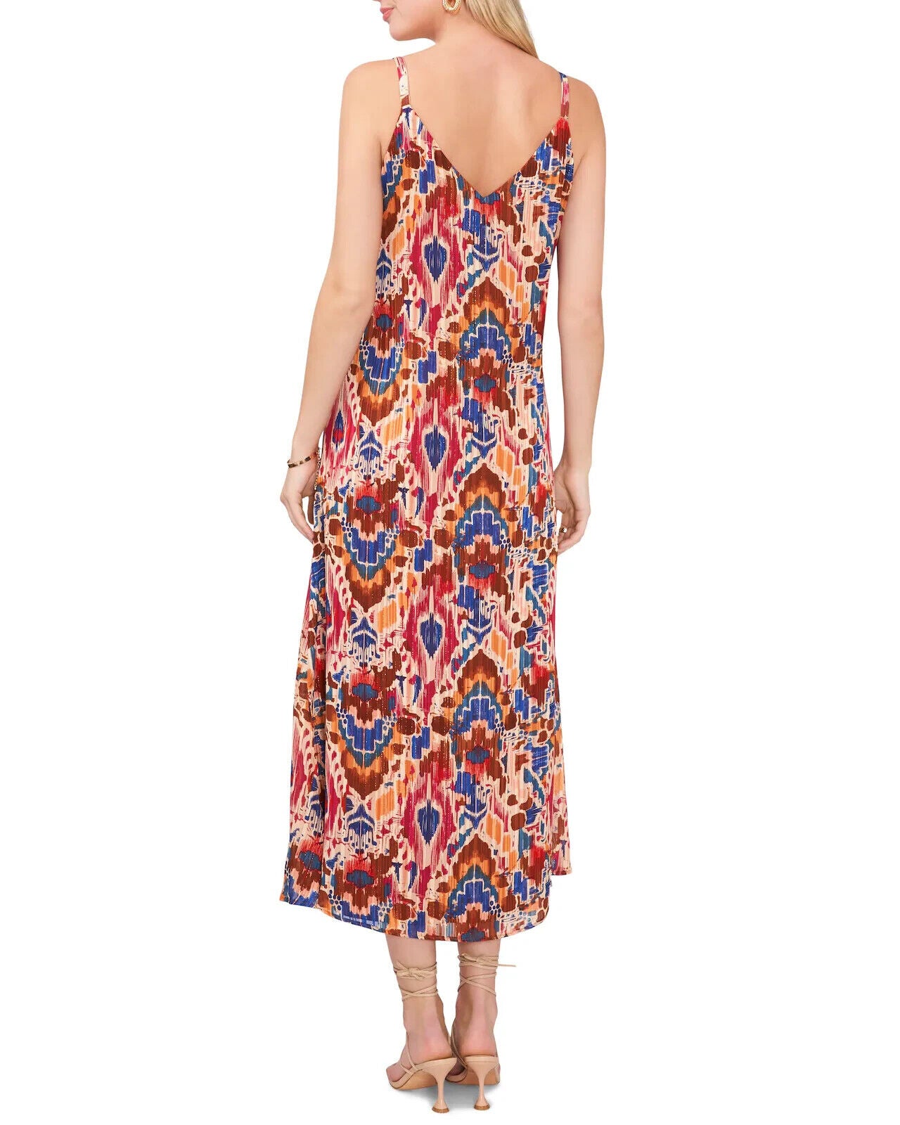 Vince Camuto Women's Printed Sleeveless Tie Shoulder Jumpsuit Brown Size S $70