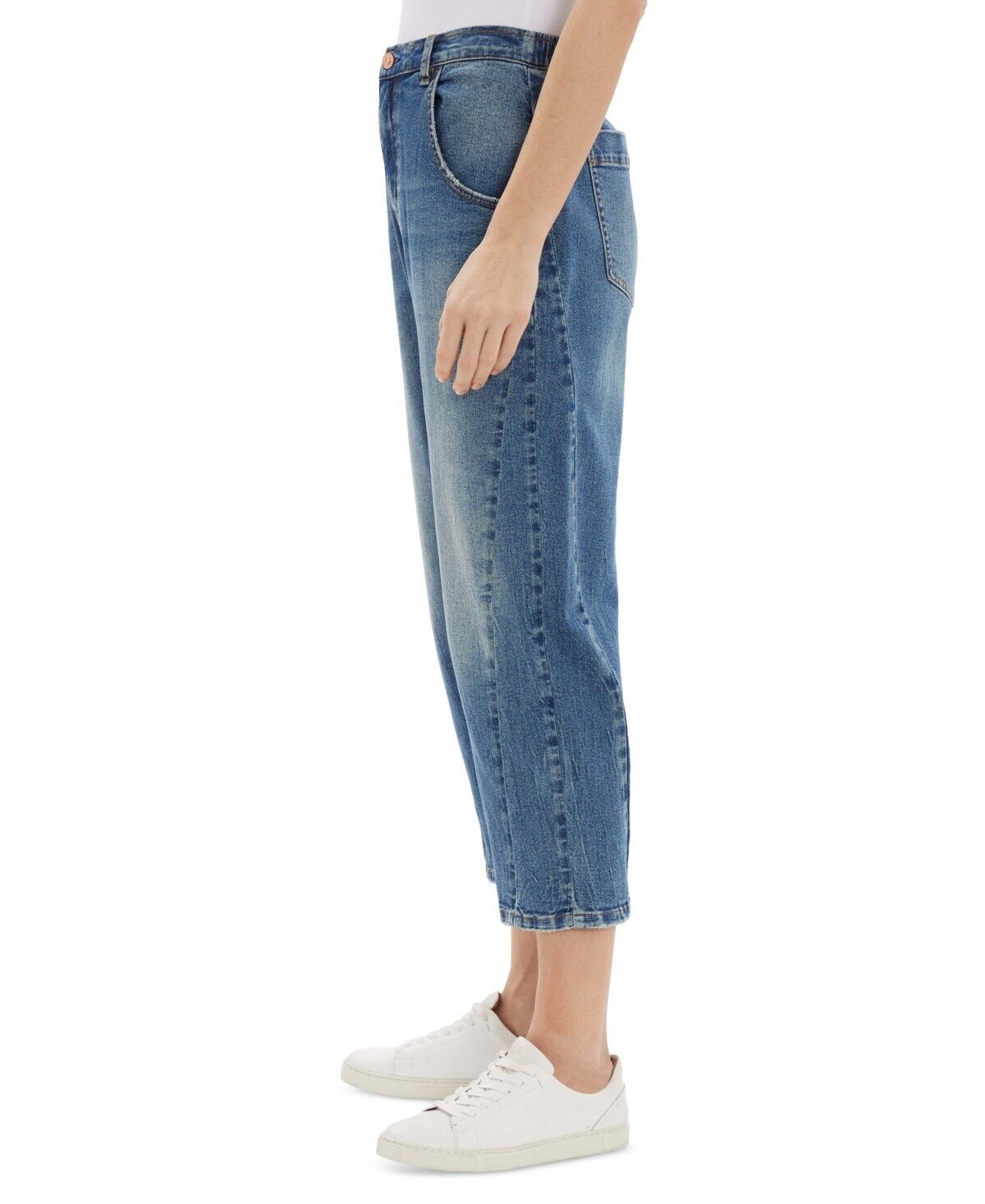Frayed Denim Curved Leg Jeans Women Size 30 MSRP $80