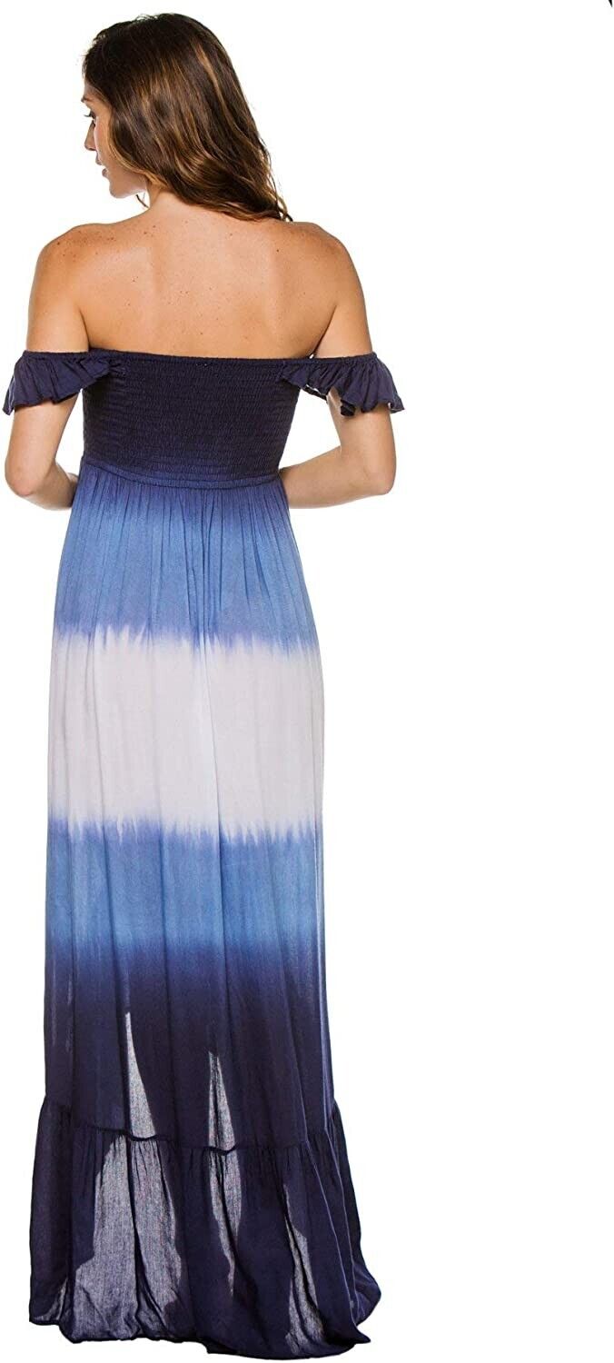 Raviya Ombre High-Low Cover-Up Dress Women's Swimsuit Blue White Size M