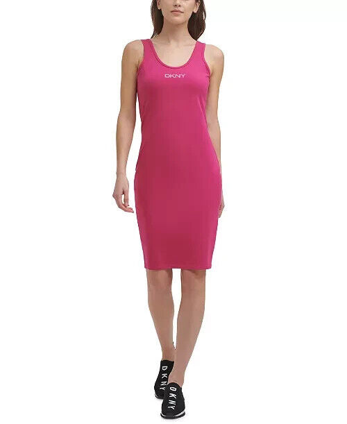 Dkny Sport Women's Embellished Logo Tank Dress Pink Size XS MSRP $60