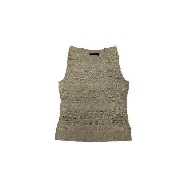 INC Womens Beige Shimmering Sleeveless Jewel Neck Sweater Size XL MSRP $60