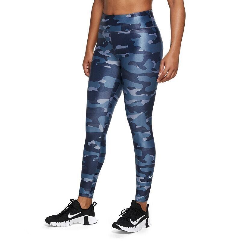 Nike One Plus Size Mid-Rise Camo-Print Leggings Blue Size 1X MSRP $70