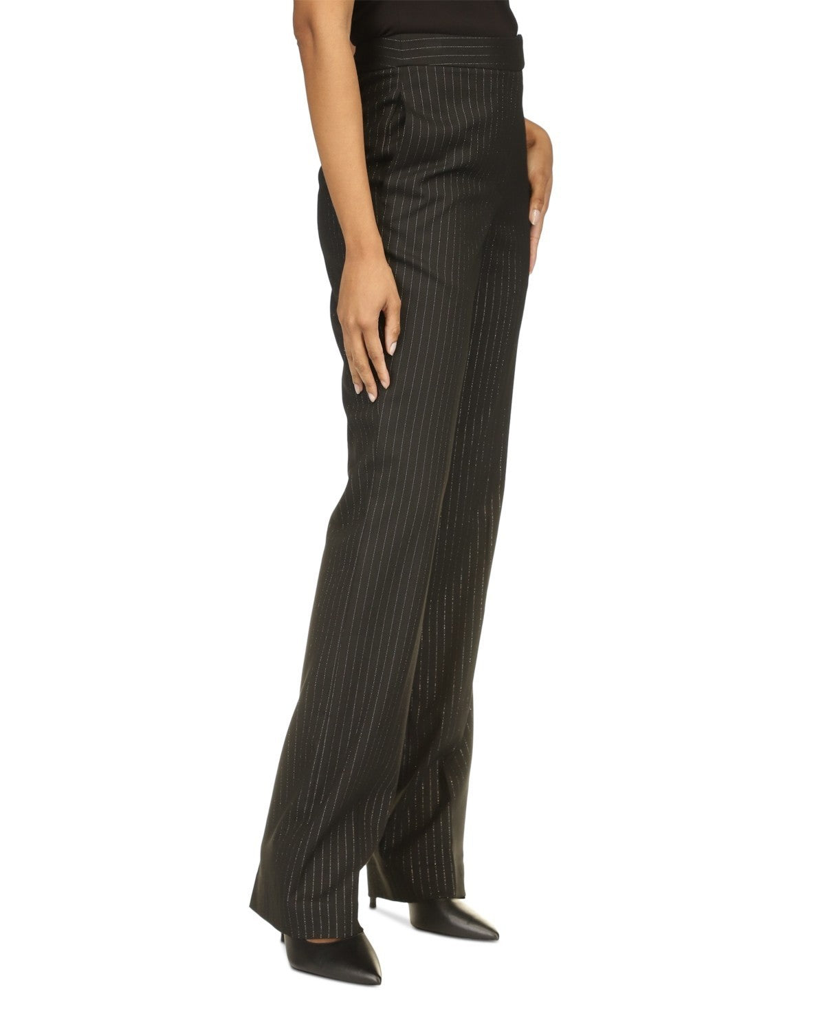Michael Kors Women's Pinstriped Boot-Cut Trousers Black Pants Size 8 MSRP $155