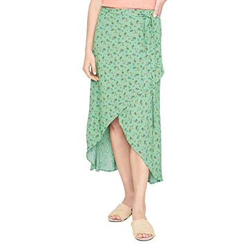 Sanctuary Womens Jamie Faux Wrap Floral Print Midi Skirt Green S