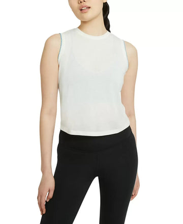 Nike Women s Crochet-Trimmed Yoga Tank Top Ivory Size S MSRP $40