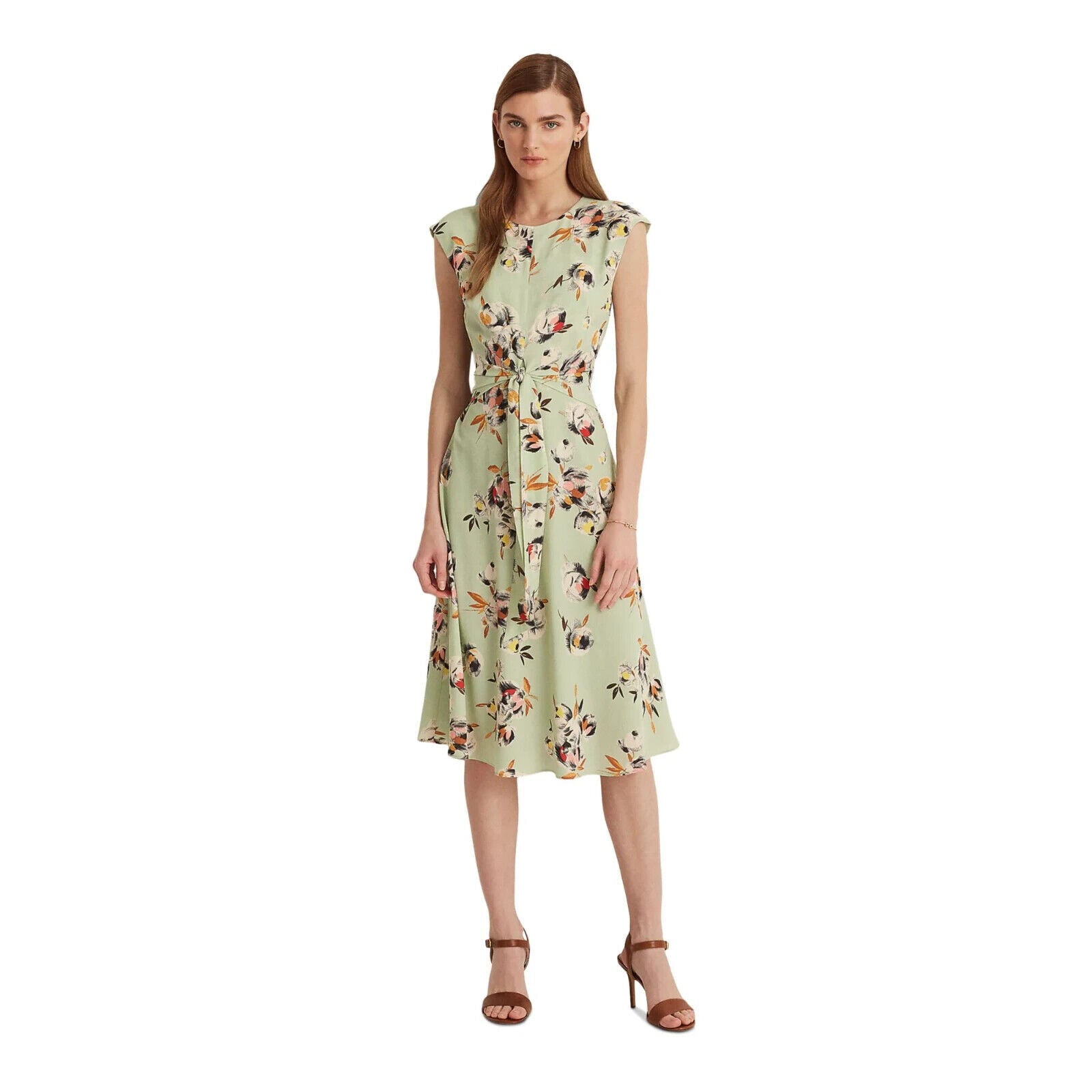 Lauren Ralph Lauren Floral Bubble Crepe Dress Sagepinkmulti Green Size 10 $145