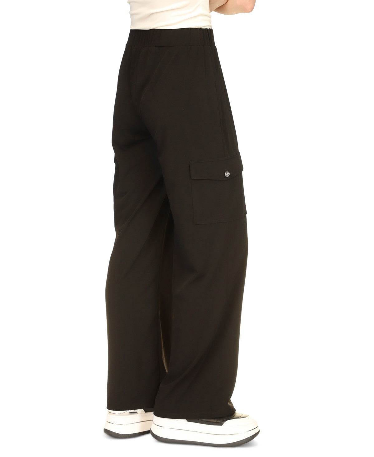 Michael Kors Women's High-Rise Wide-Leg Cargo Pants Black Size XL MSRP $98