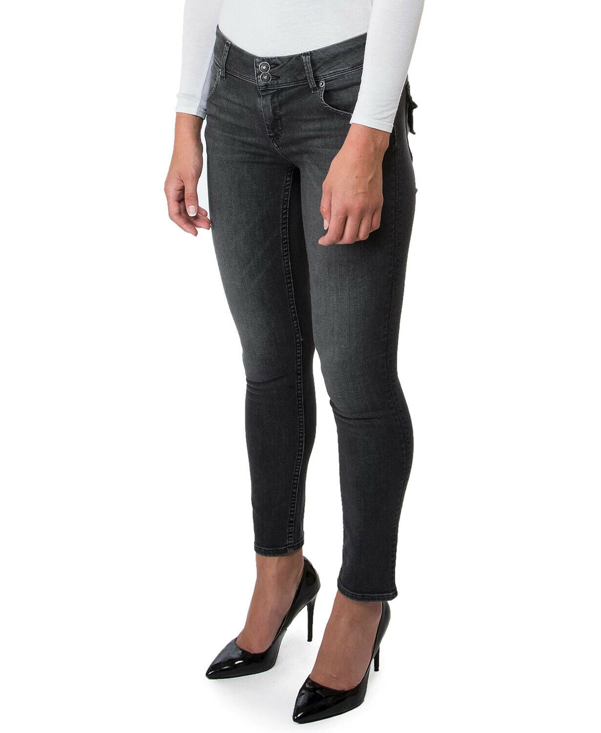 Hudson Jeans Women Collin Skinny Jeans Charcoal Black Size 32