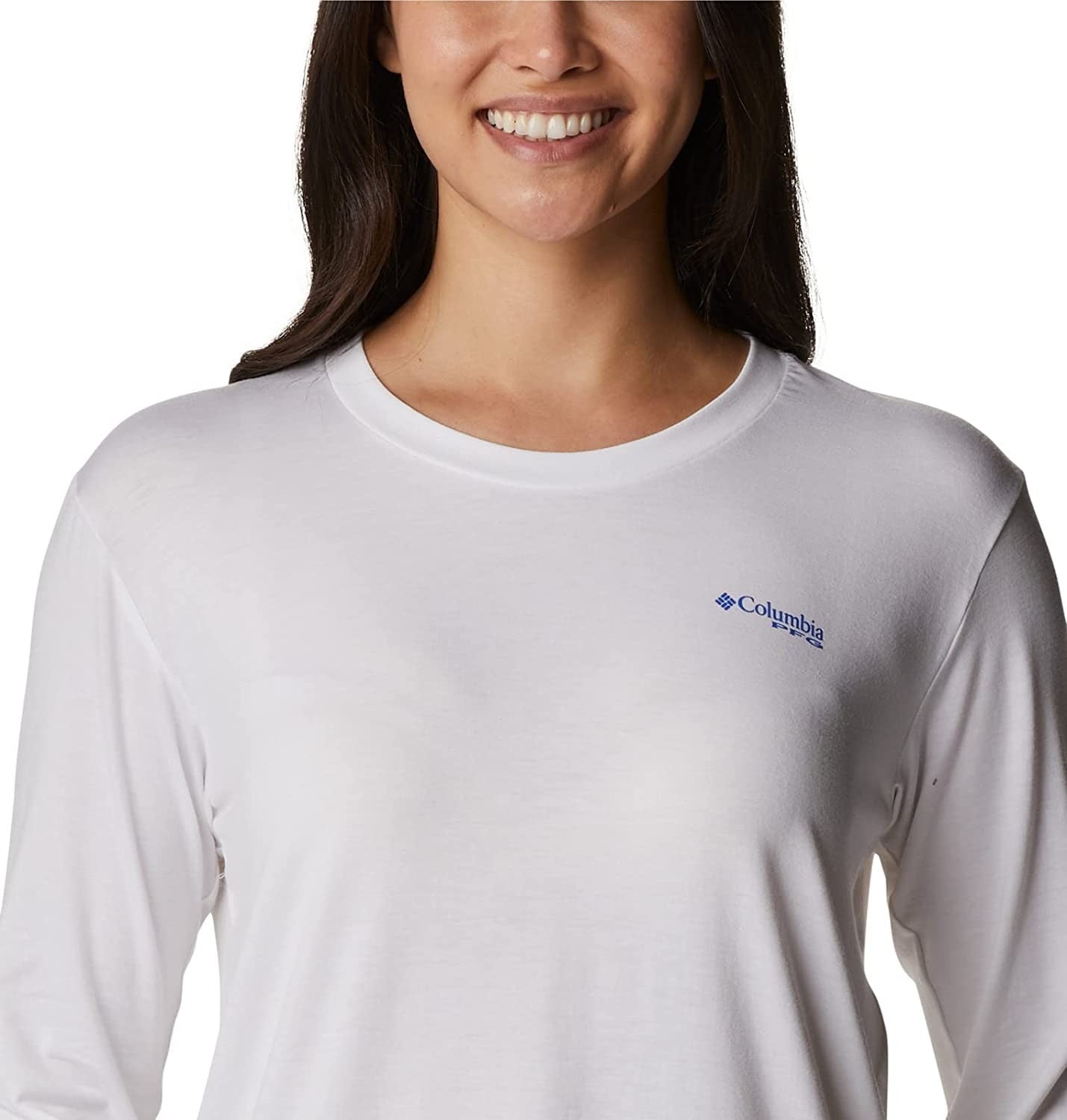 Columbia Womens Slack Boyfriend Long Sleeve White Macaw Gradient Size L