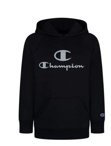 Champions Big Girls Black Glitter C Script Hoodie, Black Size L