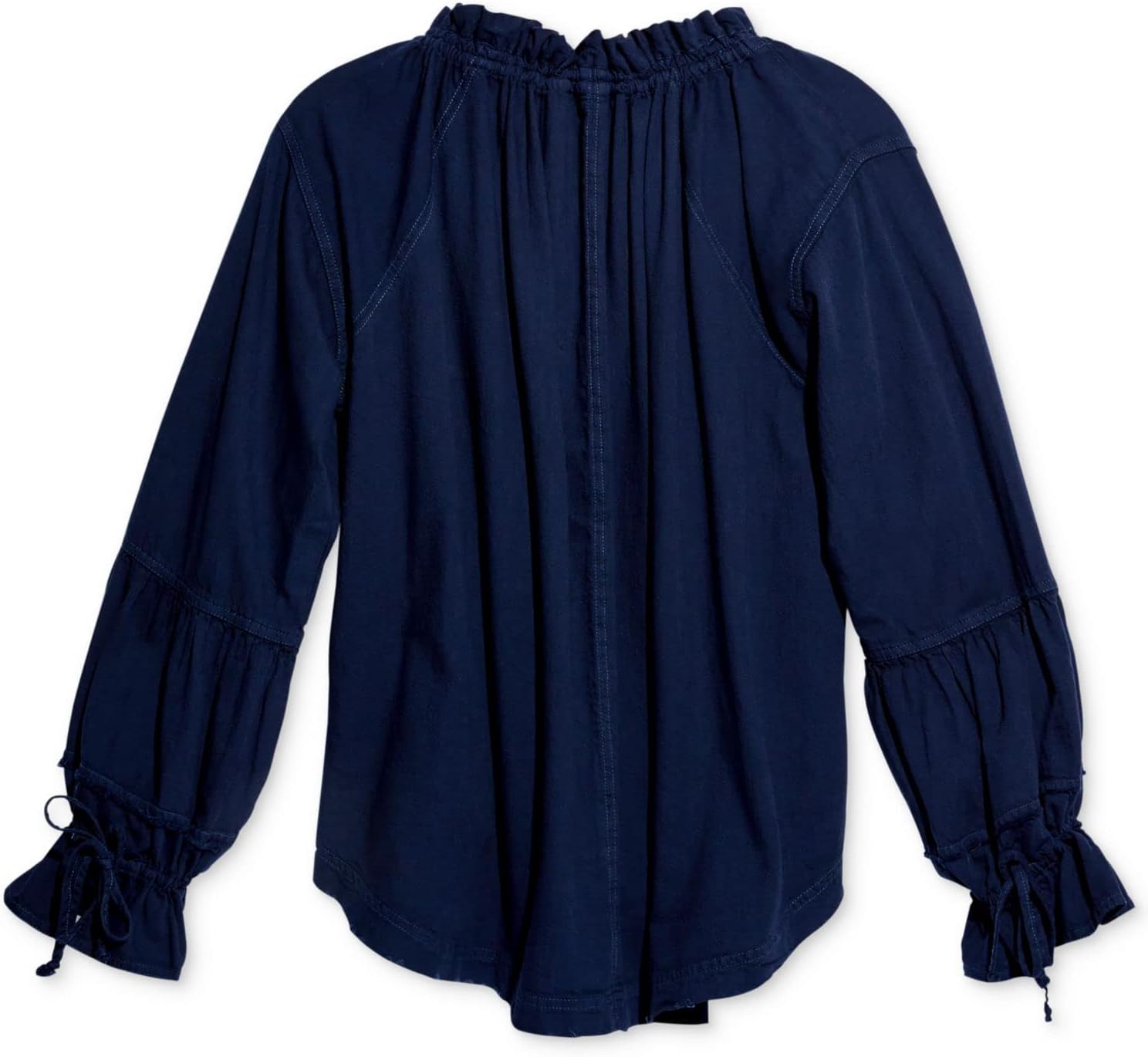 Free People Womens Blue Long Sleeve Tie Neck Top Size: XS