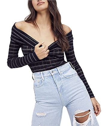 Free People Snowbunny Girlfriend Rib Top Black Size S (Women's 4-6)