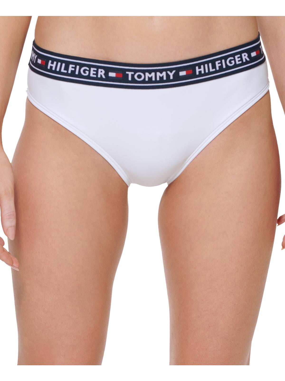 Tommy Hilfiger Womens Mid Rise Hipster Swim Bottom Size L White