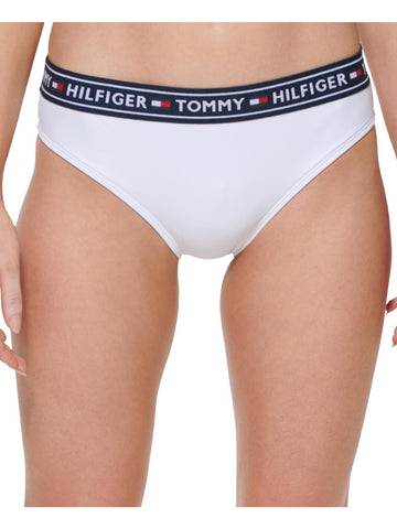 Tommy Hilfiger Womens Mid Rise Hipster Swim Bottom Size L White