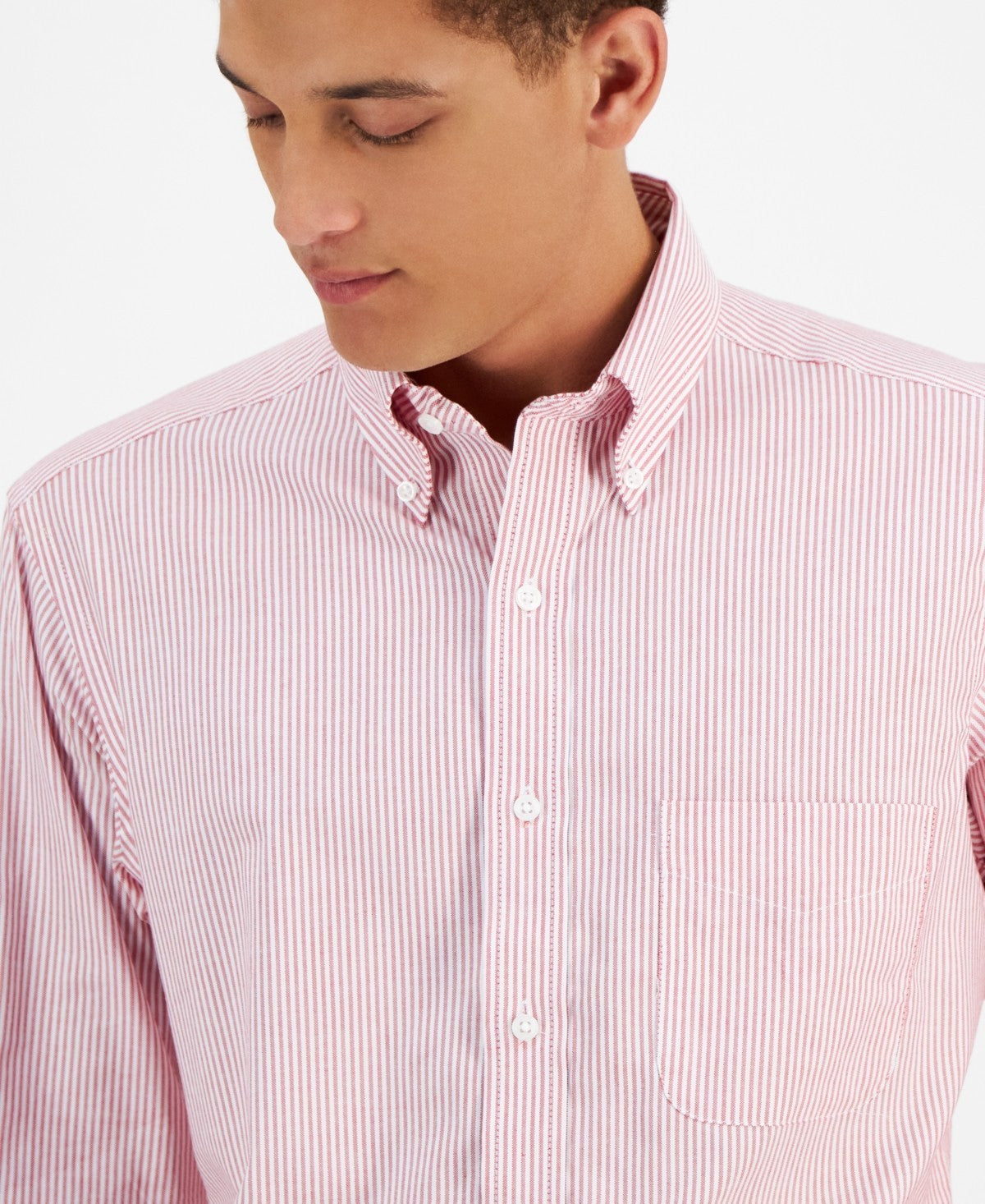 Club Room Men's Regular Fit Stripe Dress Shirt Size 16.5 x 34/35 Red MSRP $60