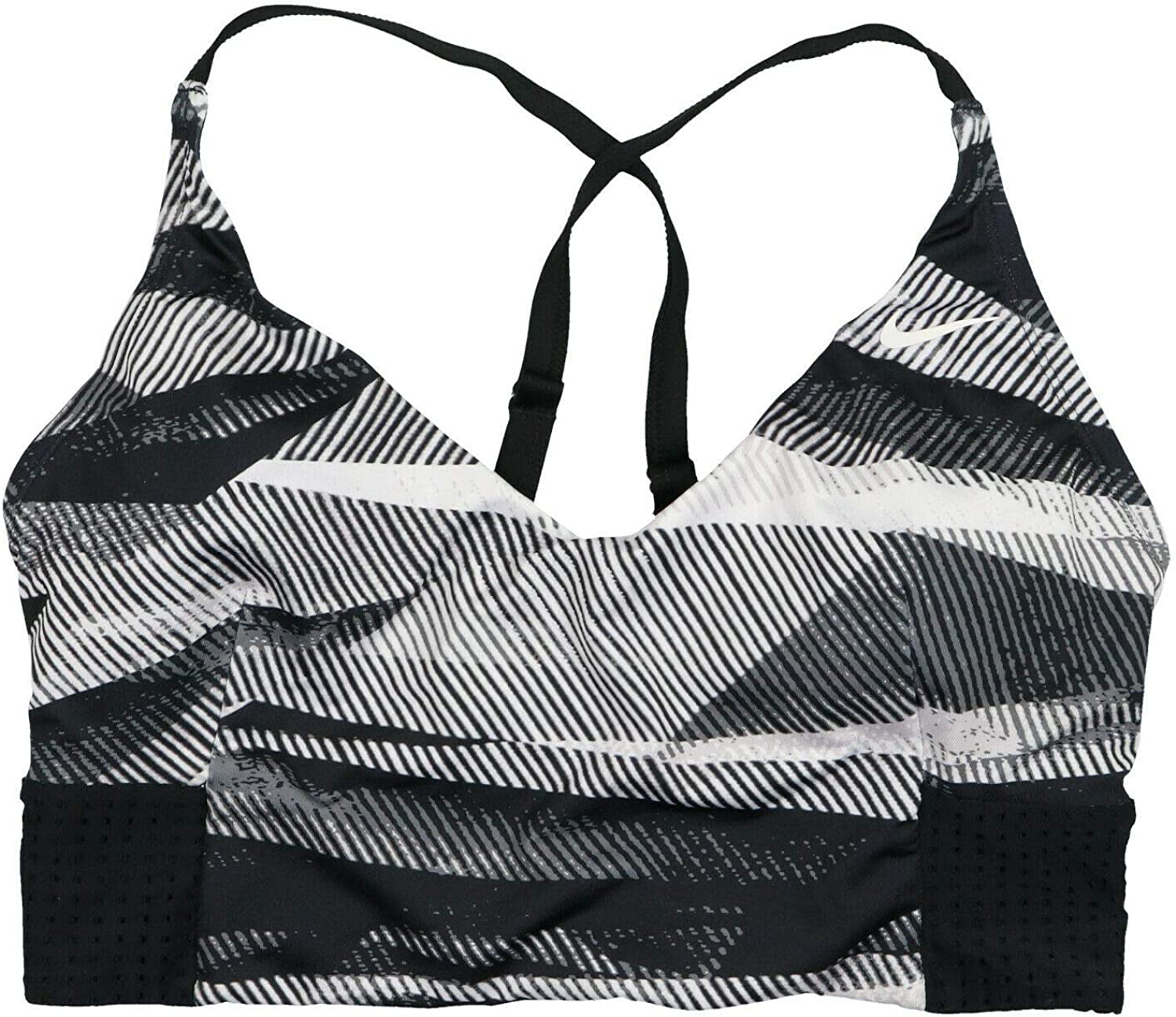 Nike Women's Line Up Printed Cross Back Long Line Bikini Top Size XS Black White