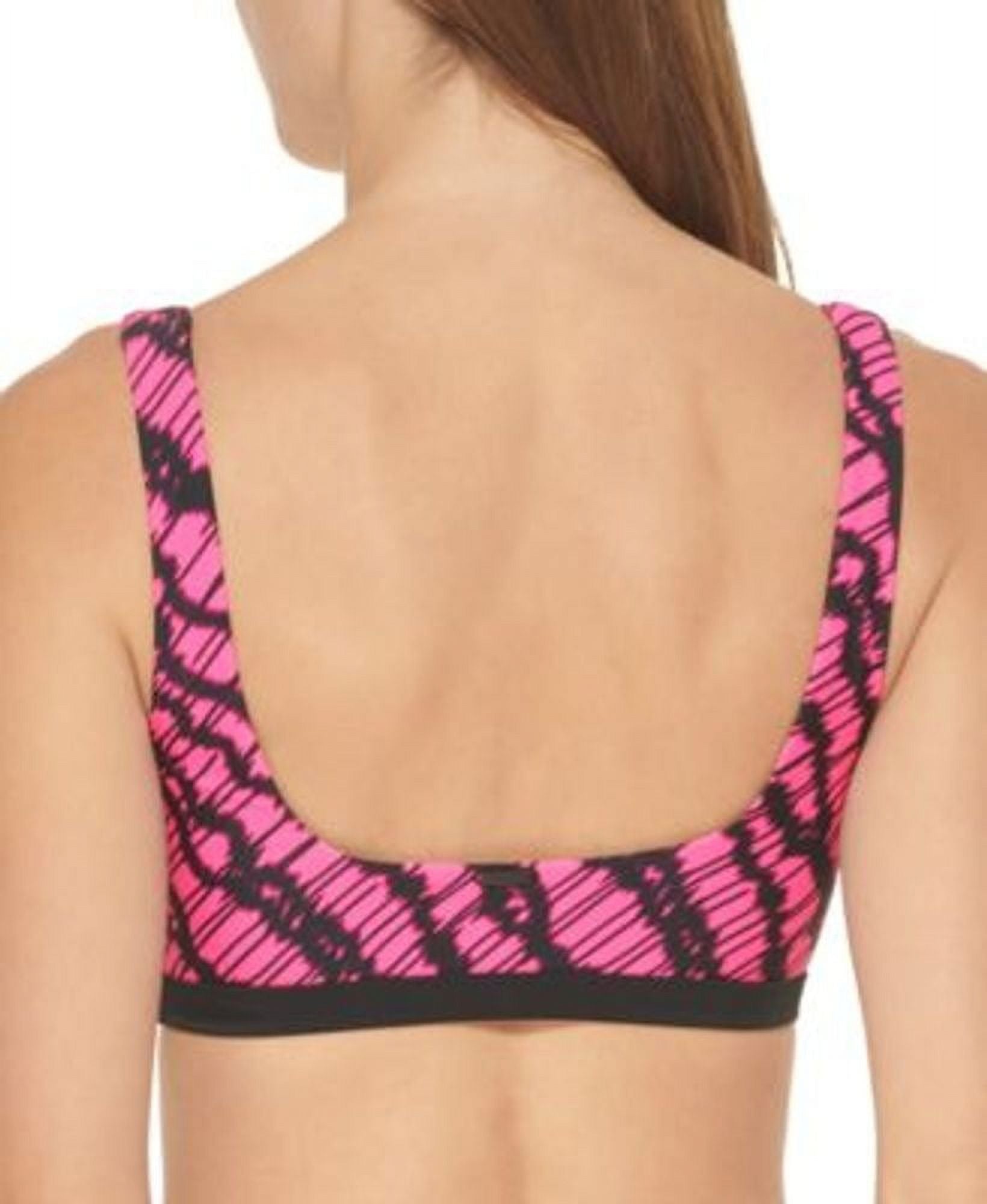 DKNY NEON PINK Printed Square-Neck Bikini Swim Top US Size XS