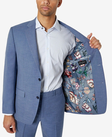 Sean John Mens Classic Fit Floral Suit Jacket Blue Size 36S MSRP $360