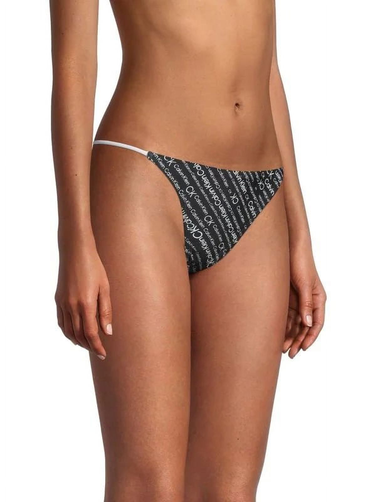 Calvin Klein BLACK Skinny-Strap Logo Bikini Swimwear Bottom, US Size L