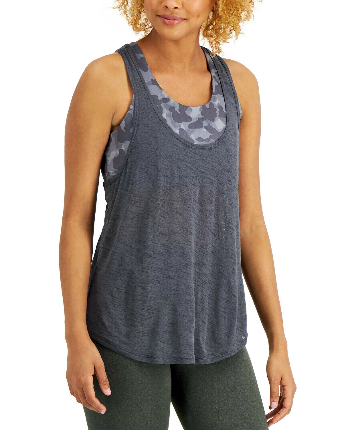 Ideology Camo Bra Tank Top Womens gray Size L MSRP $40