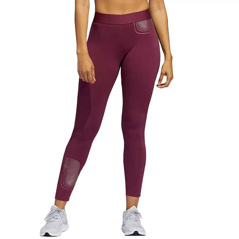 adidas Women's Badge of Sports Leggings Red Size L MSRP $45