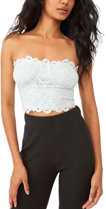 Free People Women's Adella Corset Bandeau Light Blue Sea Washed, Size S