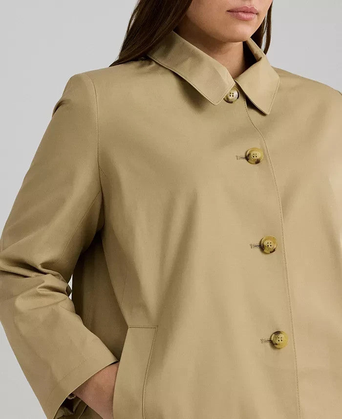 Lauren Ralph Lauren Plus Size 2X Hooded Raincoat Tan Beige MSRP $260