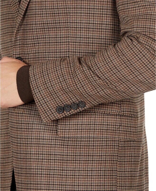 Lauren Ralph Lauren Mens Classic-Fit Stretch Plaid Blazer Brown Size 40
