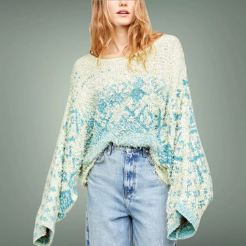Free People Midnight Beach Rib Off-the shoulder Sweater Pullover Medium M NWT