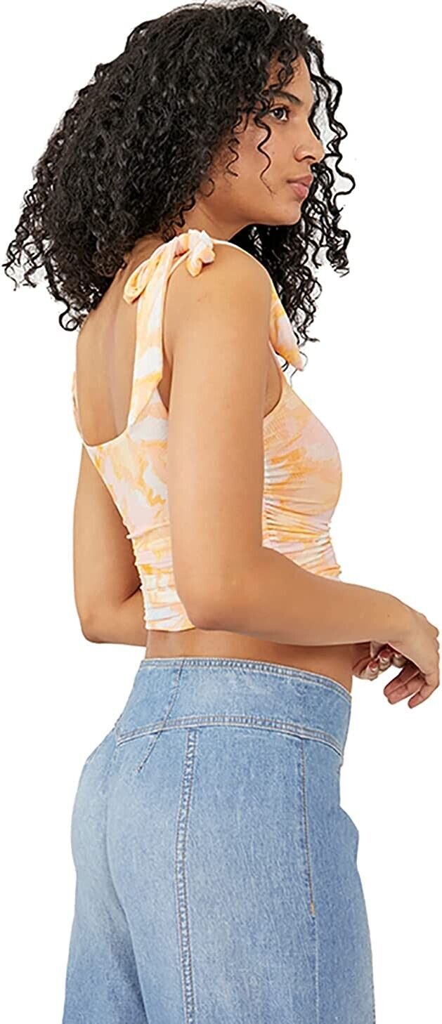 FREE PEOPLE Avenue Print Tank Top Orange Size L MSRP $58