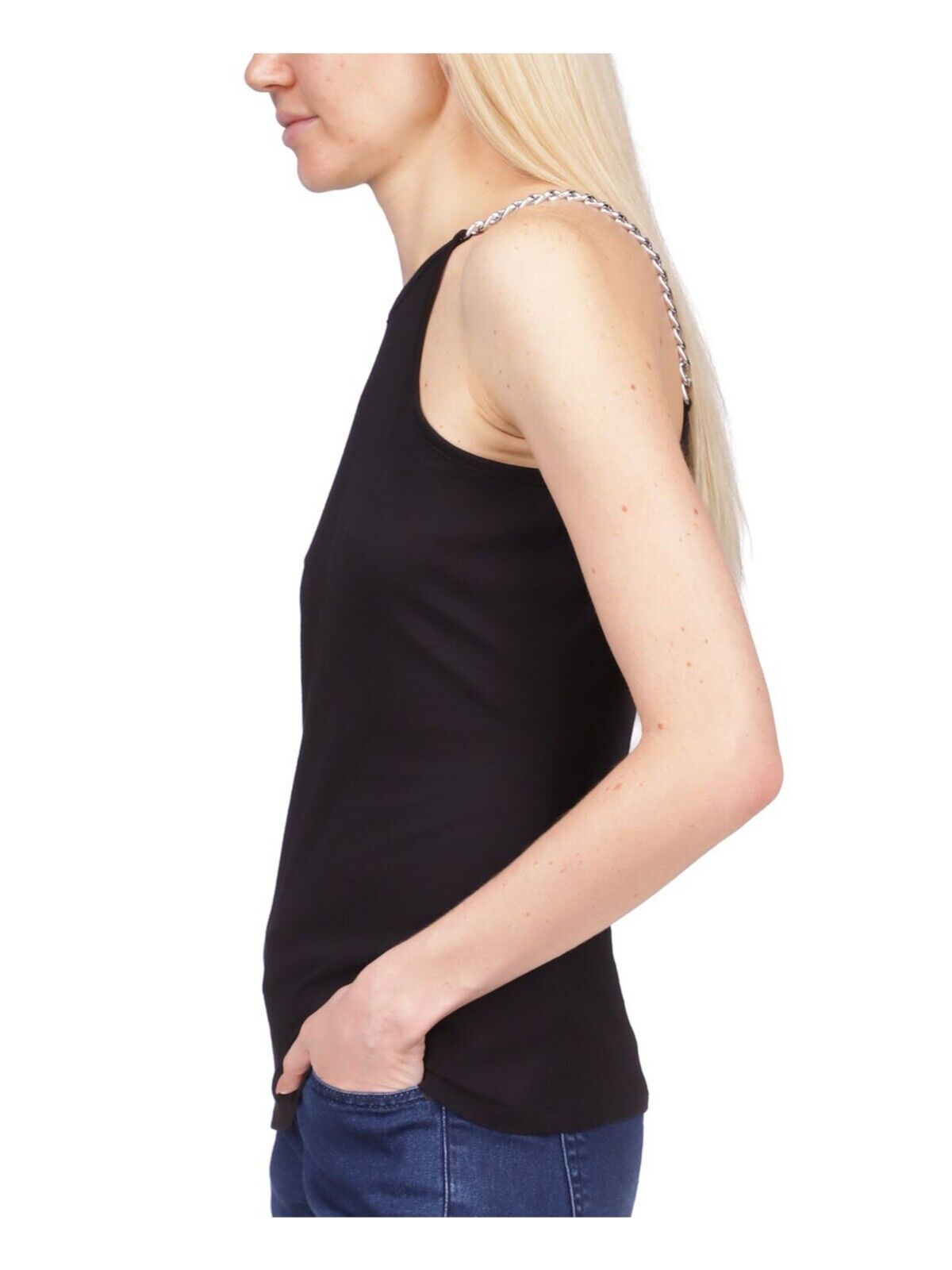 Michael Kors Women's Chain-Strap Top Black Size M MSRP $78