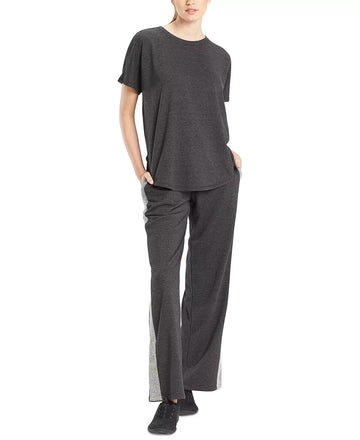 JOSIE NATORI Women's Chi French Terry Split-Back Top Dark Gray Size L MSRP $52