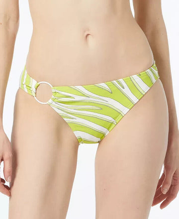 Michael Kors Women Logo-Ring High-Leg Bikini Bottoms Green Lime Size M MSRP $66