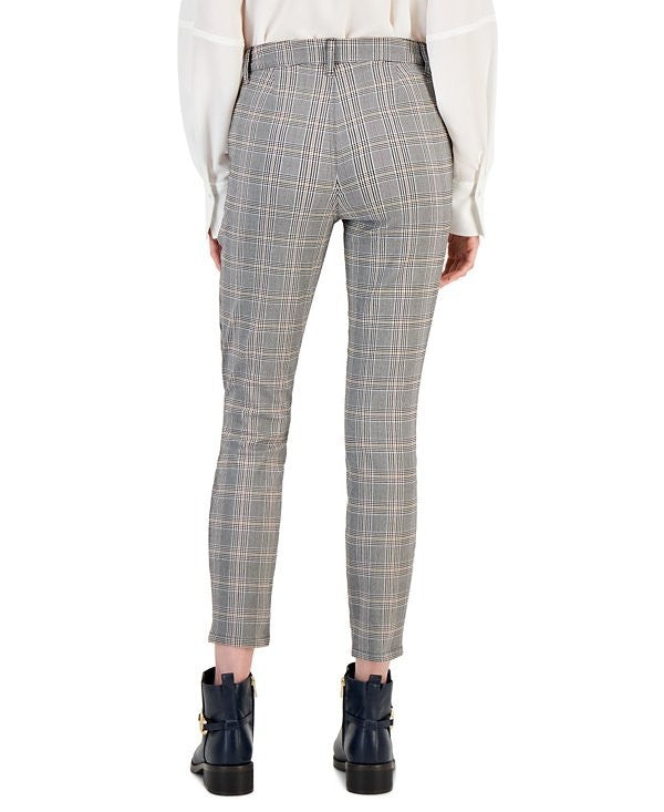 Tommy Hilfiger Women's Glen Plaid Straight Skinny Pants Gray Size 4 MSRP $90