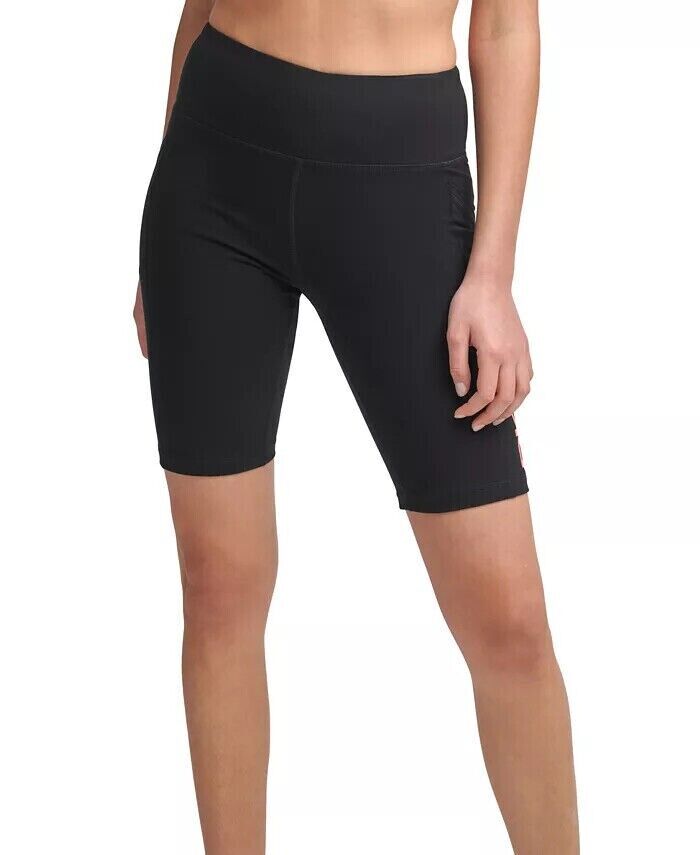DKNY Logo-Graphic High-Waist Bike Shorts womens black Size S MSRP $40