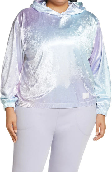 Nike Women's Plus Size Sportswear Femme Velour Hoodie Green Purple 1X MSRP $70