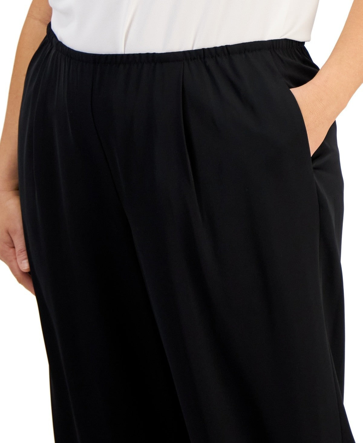 Kasper Plus Size Pull-On Wide-Leg Pants Black Size 2X MSRP $99