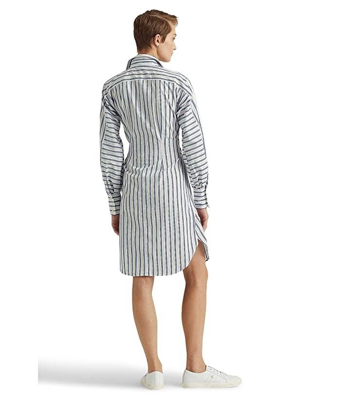 Ralph Lauren Striped Cotton Broadcloth Shirtdress Blue White Size 2 MSRP $145