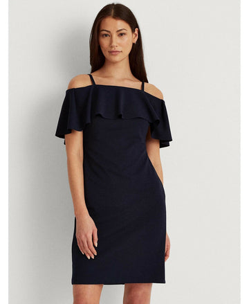 Lauren Ralph Lauren Crepe Cocktail Dress womens navy blue Size 10 MSRP $155